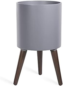 D'vine Dev 10 Inch Planter Pot with Stand, Mid-Century Tall Plant Pot with Legs for Indoor Plants, Medium, Grey, 88-O-B-3 by DvineDevPlanterPotsandStand