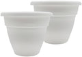 The HC Companies 12 Inch Caribbean Planter Pots with Drainage & Plug, Rolled Rim Plastic Planters for Indoor & Outdoor Plants, 2-Pack Decorative Flower Pots for Garden, Office & Home Decor, White by TheHCCompanies