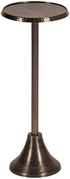 Kate and Laurel Sanzo Modern Pedestal Drink Table; 9 x 9 x 23; Bronze; Decorative End Table with Hammered Tabletop by KateandLaurel