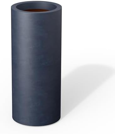 Kante Charcoal Concrete Planter 23.6" Tall All-Weather Round Accent Pot by Unknown