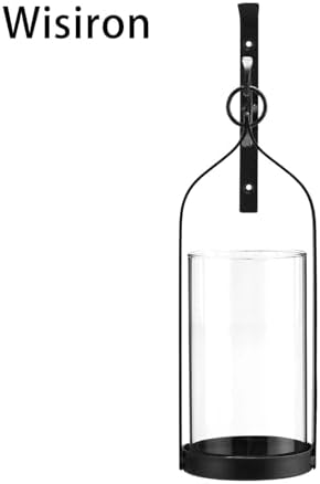 Hanging Wall Sconce Medieval Modern Wall Mounted Hurricane Candle Holder Glass & Metal Farmhouse Handcrafted Wall Art Decorations, Black Set of 2 HT21-0205B2 - Image 3