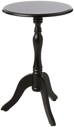 Decor Therapy Simplify Round Pedestal Accent Side Table, Black, 15"x15"x24" by Unknown