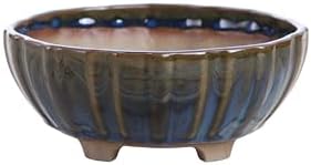 Willow Bonsai Ceramics Lily Bonsai Pot 6 Inch – Sculpted Rounded Ceramic Bonsai & Succulent Planter with Wavy Profile, High‑Fired Frost‑Proof Stoneware, Handmade in USA (Peacock, 6inch) by Handmade