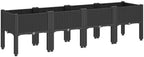 Black PP Garden Planter with Legs 63x15.7x16.5 Inch for Climbing Plants, Outdoor Elevated Rattan Look Planter Box with Drainage - Image 5