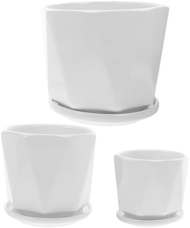 UPKOCH 1 Set Succulent Pots: Small Ceramic Planter Pots - Indoor Plant Planter with Drainage Hole & Saucers - White Flower Planter for Succulents Cactus Mini Plants by UPKOCH