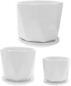 UPKOCH 1 Set Succulent Pots: Small Ceramic Planter Pots - Indoor Plant Planter with Drainage Hole & Saucers - White Flower Planter for Succulents Cactus Mini Plants by UPKOCH