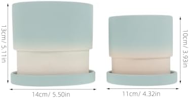 2 Pack Ceramic Flowerpots with Drainage Holes for Indoor Succulents - Image 4