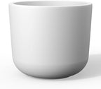 Kante Small Round Capsule White Concrete Planter 9" Dia, Outdoor by Unknown