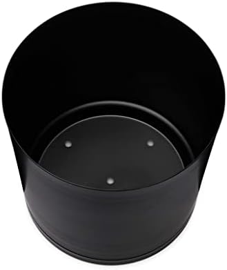 Black Modern Flower Pot with Round Saucer - Fits Mid-Century Modern Plant Stand - 8 Inch Planter - Matte Black Powder Coated Aluminum - Image 3