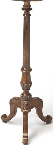 Beaumont Lane Wooden Pedestal Plant Stand, 36.5 in Tall, Poplar Hardwood MDF with Oak Veneer, Round Distressed Vintage Oak Finish, Traditional Accent Table for Plants or Display - Image 4