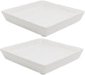 Square Ceramic Plant Saucer Tray 2 Pcs 8 9 10 Inch White, 9.3" OD x8.3 ID x1.3 Deep, Sturdy Heavy Duty Glazed Planter Drip Flower pots with Catch Basin for Indoor Outdoor Plants(10" White) by Unknown