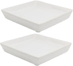 Square Ceramic Plant Saucer Tray 2 Pcs 8 9 10 Inch White, 9.3" OD x8.3 ID x1.3 Deep, Sturdy Heavy Duty Glazed Planter Drip Flower pots with Catch Basin for Indoor Outdoor Plants(10" White) by Unknown