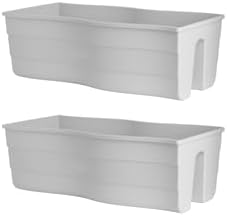 Ridge Rail Long Rectangular Flower Pot, White, 2 Pack by UnitedProducts