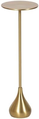 Kate and Laurel Hersi Decorative Modern Pedestal Drink Table; 7 x 7 x 20; Gold; Cast Aluminum Mini Table with Teardrop Base for Use as Small Plant Stand or Living Room Martini Table by KateandLaurel
