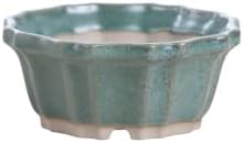 Willow Bonsai Ceramics Flower Design Bonsai Pot, 4.5inch Diameter, Plant Container, Succulant Pot, High Fired Ceramic Stoneware, Frost Proof, Handmade (Seaweed 2023) by Handmade