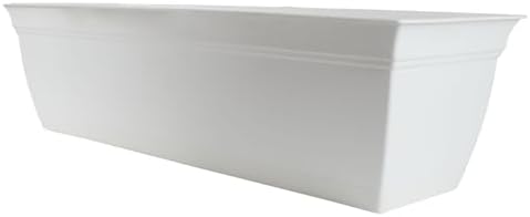 The HC Companies ECW30000A10 Indoor Outdoor 30 Inch Eclipse Series Window Flower Garden Ornamental Planter Box with Removable Attached Saucer, White by TheHCCompanies