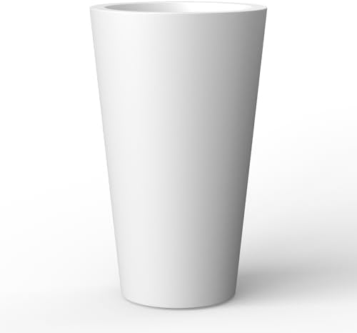 Kante White Concrete Planter 19.7" Tall All-Weather Round Large Pot by Unknown