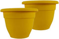 The HC Companies 10 Inch Caribbean Planter Pots with Drainage & Plug, Rolled Rim Plastic Planters for Indoor & Outdoor Plants, 2-Pack Decorative Flower Pots for Garden, Office & Home Decor, Honey by TheHCCompanies