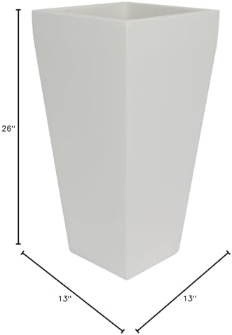 Edinburgh Tall Square Fiberglass Planter (L:13" x W:13" x H:26", Matte White) - Image 7
