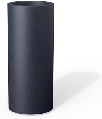 Kante Small Round Column Charcoal Concrete Planter 18.9" Tall, Outdoor by Unknown