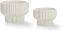 Puoyik 2 Piece Set of Flower Pots 8/6 inches, Ceramic Flower Pots with Drainage Holes, Indoor and Outdoor Plant Flower Planter (7.8/5.9 White) by Puoyikt