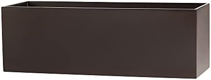 Belmont Rectangle Fiberglass Planter Box, Brown, L:24" x W:8" x H:8" - Image 2