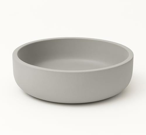 Concrete Succulent Pot Bowl, Modern Decor, Gift, Wedding/Shower Favor, Candle Vessel, 6 in (Charcoal, with Drainage Hole) (Cement Gray, with Drainage Hole) by Unknown