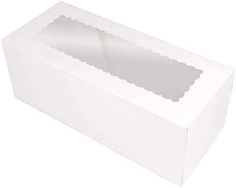 O'CREME White Rectangular Cake Box with Scalloped Window, 25-Pack - Image 2
