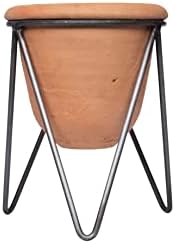 Creative Co-Op Terracotta Pot with Metal Clothespin‑Style Stand, Rustic Terracotta Finish by Unknown