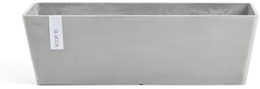 Ecopots Bruges Rectangular Flower Planter, White Grey, 17.75" by ECOPOTS