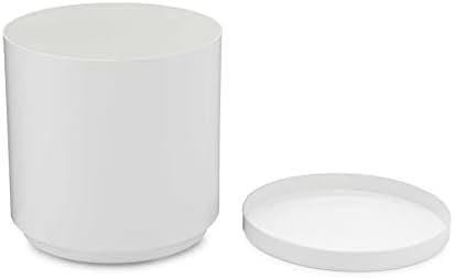White Modern Flower Pot with Round Saucer - Fits Mid-Century Modern Plant Stand - 6 Inch Planter - Matte White Powder Coated Aluminum - Image 4