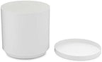 White Modern Flower Pot with Round Saucer - Fits Mid-Century Modern Plant Stand - 6 Inch Planter - Matte White Powder Coated Aluminum - Image 4