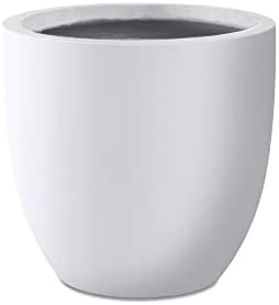 Round Concrete/Fiberglass Indoor & Outdoor Lightweight Decorative Plant Pots with Drainage Hole, Single Planter, 16.5" L, Natural Concrete by Unknown