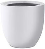 Round Concrete/Fiberglass Indoor & Outdoor Lightweight Decorative Plant Pots with Drainage Hole, Single Planter, 16.5" L, Natural Concrete by Unknown