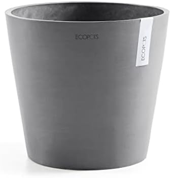 Ecopots Amsterdam Round Flower Planter, Grey, 16" by ECOPOTS