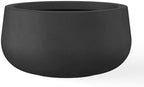 Kante Small Round Bowl Black Concrete Planter 11" Dia, Outdoor by Unknown