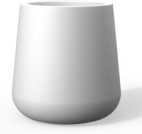 Kante Accent Round Curved White Concrete Planter 17.3" Dia, Outdoor by Unknown
