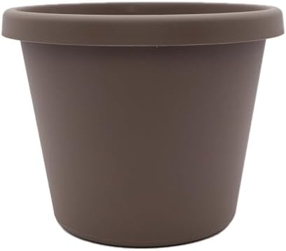 The HC Companies Prima Round Plastic Plant Pot w/Rolled Rim - Lightweight & UV Resistant Flower Pot for Herbs & More - Outdoor & Indoor Plant Pots w/Drainage (20 inch, Cappuccino, Pack of 1) by TheHCCompanies