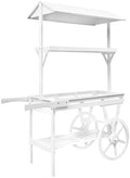 Flower Cart Display Stand with Wheels, 3-Tier Wooden Retro by Unknown