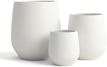 DTY Premium Mt Wilson Tall Tapered Fiberstone Planter for Indoor Outdoor Use, Modern Large Olive Tree Pot with Drainage Hole, Includes 2 Coco Mats. White, Large 20.1'' D x 21.9'' H. 15.4” Pot Opening - Image 2