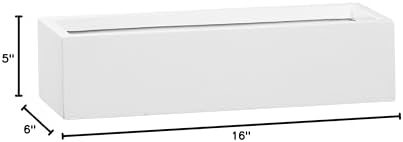 Modern Rectangular White Flower Planter - Fiberstone Low Slim Balcony Planter Box,4" H x 6" W x 15" Lg - by Pottery Pots - The Essentials Series - Image 6