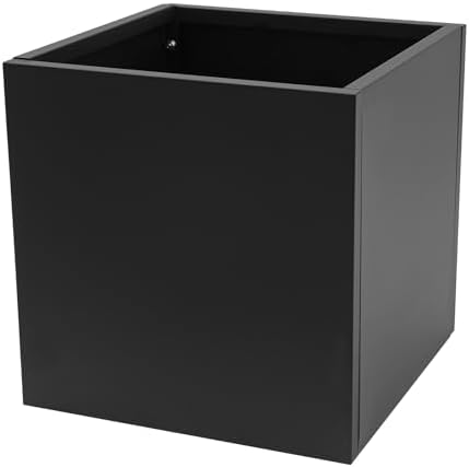 CNCEST Modern Square Steel Planter Box Heavy Duty Galvanized Metal Raised Garden Bed Cube Planter Large Easy Assembly Weather Resistant Indoor Outdoor Patio Balcony Decor (Black, 20inch) by CNCEST
