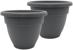 The HC Companies 20 Inch Caribbean Planter Pots with Drainage & Plug, Rolled Rim Plastic Planters for Indoor & Outdoor Plants, 2-Pack Decorative Flower Pots for Garden, Office & Home Decor, Warm Gray by TheHCCompanies
