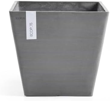 Ecopots Rotterdam Square Flower Planter, Grey, 15.75" by ECOPOTS
