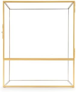 REDHUGO Glass Planter Terrarium with Door, Geometric Display Box, Gold - Image 2