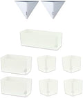 LaLaGreen Bundle- 2 Pack, 12 Inch White Geometric Self Watering Pot + 7 Pack, Small Medium Large Planter Rectangular Window Plastic Boxes Plant Herb Flower Holder Modern Stylish Hanging Indoor Decor by L%C3%A1L%C3%A1Green