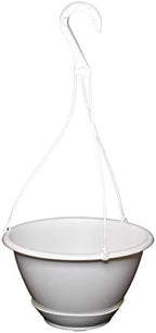 10" White Plastic Hanging Basket with Saucer for Indoor/Outdoor Use by Koba (10) - Image 5