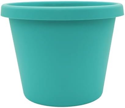 The HC Companies Prima Round Plastic Plant Pot w/Rolled Rim - Lightweight & UV Resistant Flower Pot for Herbs & More - Outdoor & Indoor Plant Pots w/Drainage (20 inch, Dusty Teal, Pack of 1) by TheHCCompanies