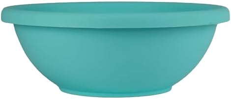 The HC Companies Shallow Planter with Drainage - Contemporary Garden Bowl Planter for Flowers, Herbs & More - Round Succulent Planter Pot for Indoors and Outdoors (13" Teal, Pack of 1) by TheHCCompanies