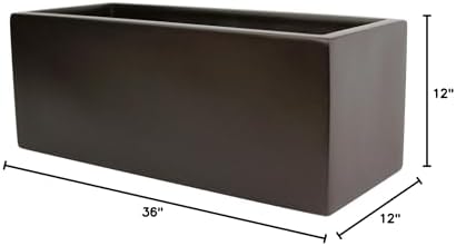 Brisbane Rectangle Fiberglass Planter Box (L:36" x W:12" x H:12", Metallic Brown) - Image 4